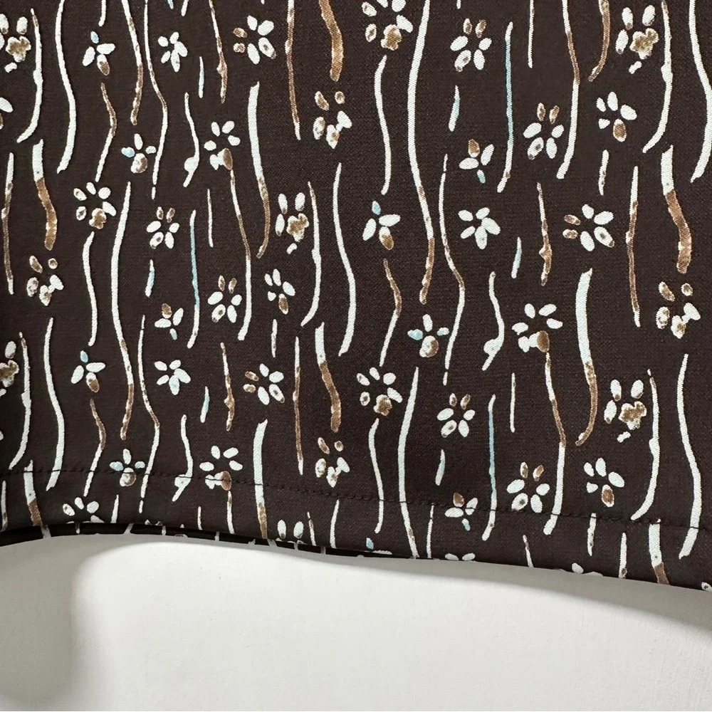 Vintage 90s Axcess Chocolate Brown Floral Midi Skirt Women’s Size Medium Boho - Picture 9 of 16